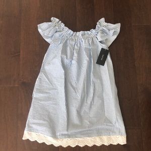 🆕 Zara off the shoulder seersucker dress S NWT